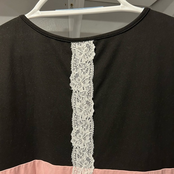 SHEIN Curve Striped Color Block Lace Tee - Picture 8 of 9